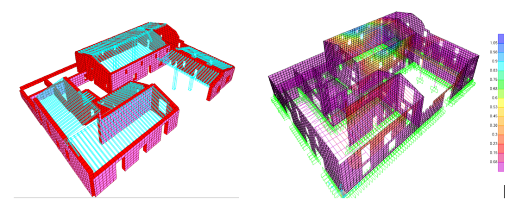 Modelo de cálculo 3D de la rehabilitación alquería del pi